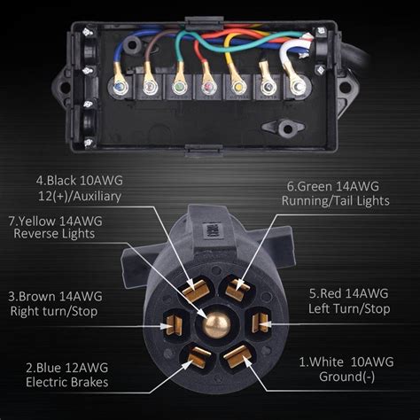 vehicle side molded trailer receptacle with junction box|7 Way Plug Inline Trailer Cord 8Ft w/ 7 Gang Junction Box with .